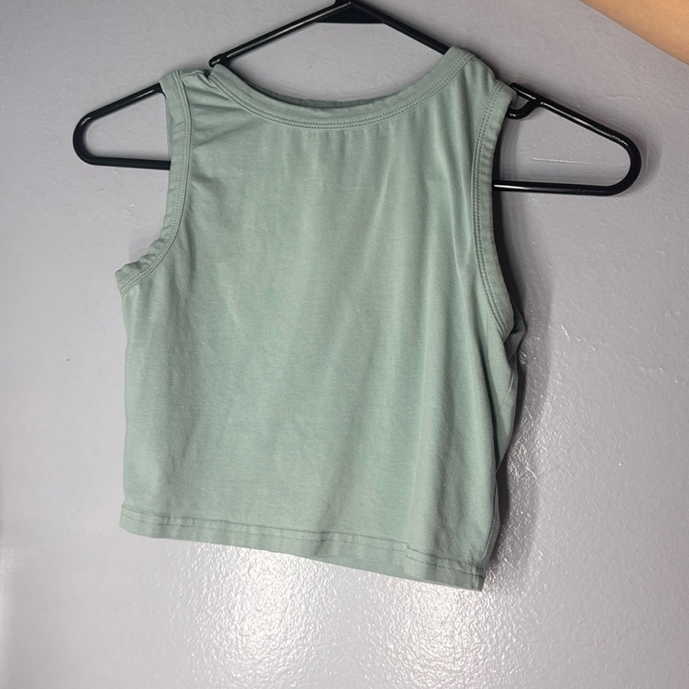 cropped sage green shirt